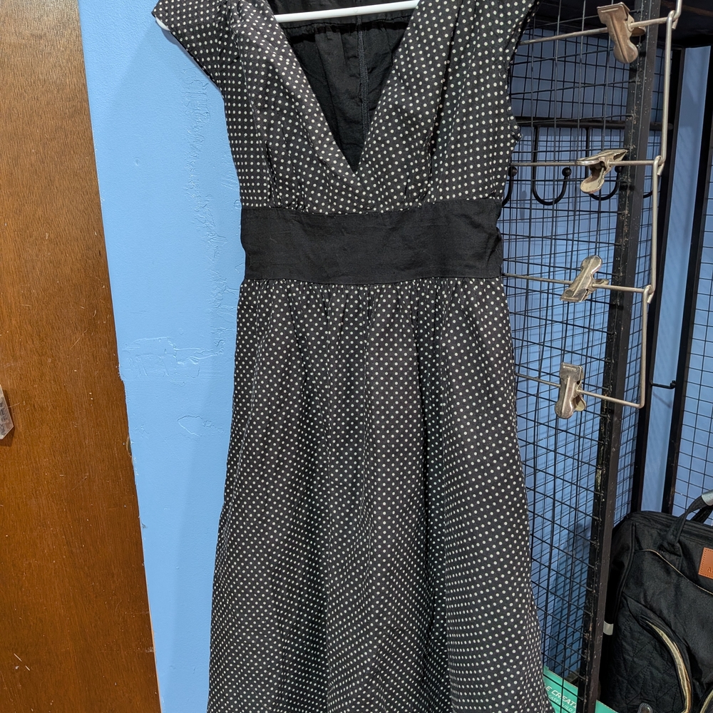 Derek Heart Black and White Polka Dot Midi Dress